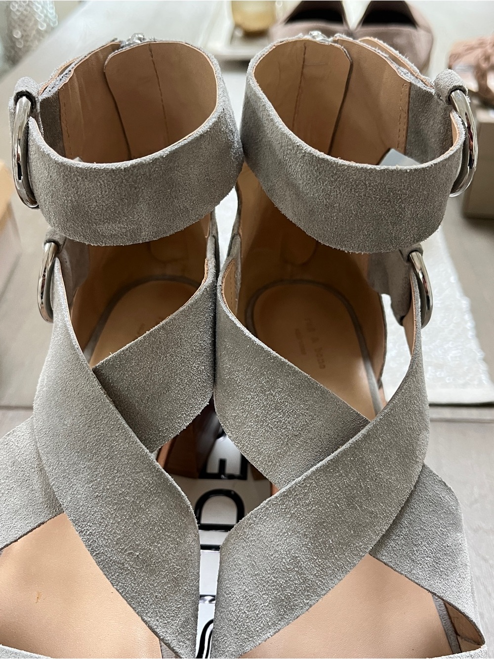 Rag & Bone Gray Suede Crisscross Ankle Strap Sandals - Women - Picture 11 of 11